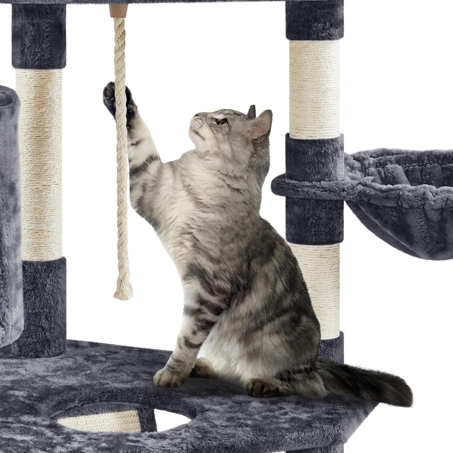 Yaheetech Multi-Level Cat Trees Cat Towers 79In Cat Tree for Indoor Cats with Sisal-Covered Scratching Posts, Plush Perches and Stable Condo for Kittens, Cats and Pets, Dark Gray